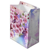 Roze Sakura op het schilderen Achtergrond Medium Cadeauzakje (Voorkant Gekanteld)