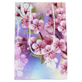 Roze Sakura op het schilderen Achtergrond Medium Cadeauzakje (Achterkant)