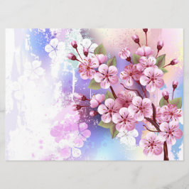 Roze Sakura op het schilderen Achtergrond Menu