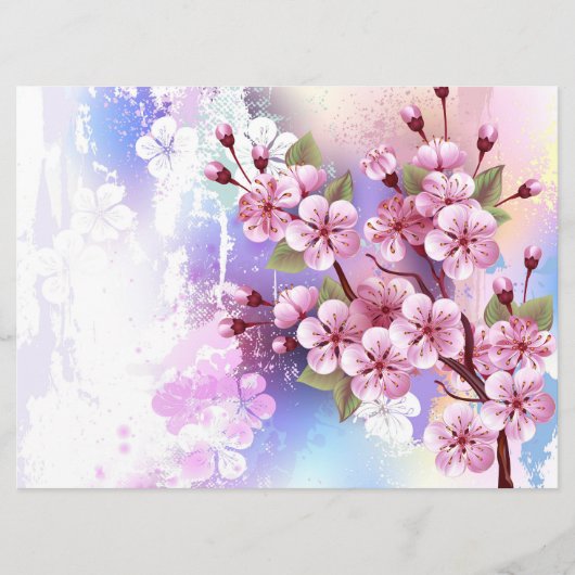 Roze Sakura op het schilderen Achtergrond Menu (Voorkant)