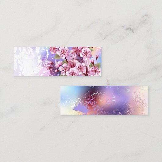 Roze Sakura op het schilderen Achtergrond Mini Visitekaartje (Voorkant / Achterkant)