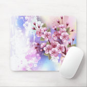 Roze Sakura op het schilderen Achtergrond Muismat (Met muis)
