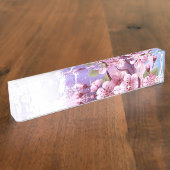 Roze Sakura op het schilderen Achtergrond Naambordje (Zijkant)
