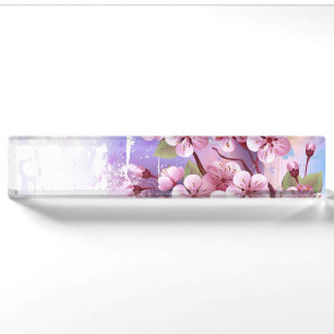Roze Sakura op het schilderen Achtergrond Naambordje