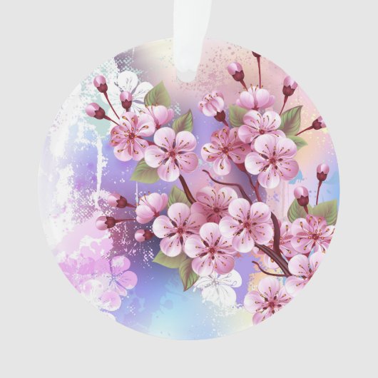 Roze Sakura op het schilderen Achtergrond Ornament (voorkant)