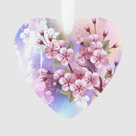 Roze Sakura op het schilderen Achtergrond Ornament (voorkant)