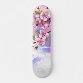 Roze Sakura op het schilderen Achtergrond Persoonlijk Skateboard (Voorkant)