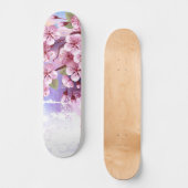 Roze Sakura op het schilderen Achtergrond Persoonlijk Skateboard (Voorkant)