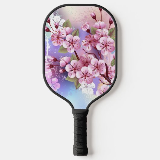 Roze Sakura op het schilderen Achtergrond Pickleball Paddle (Voorkant)