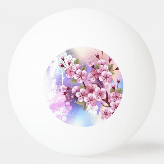 Roze Sakura op het schilderen Achtergrond Pingpongbal (Voorkant)