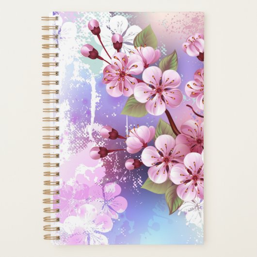 Roze Sakura op het schilderen Achtergrond Planner (Voorkant)