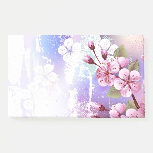 Roze Sakura op het schilderen Achtergrond Post-it® Notes (Voorkant)