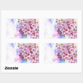 Roze Sakura op het schilderen Achtergrond Rechthoekige Sticker (Vel)