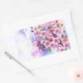 Roze Sakura op het schilderen Achtergrond Rechthoekige Sticker (Envelop)