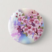 Roze Sakura op het schilderen Achtergrond Ronde Button 5,7 Cm (Voorkant)