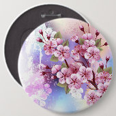 Roze Sakura op het schilderen Achtergrond Ronde Button 6,0 Cm (Voorkant /achterkant)