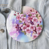 Roze Sakura op het schilderen Achtergrond Ronde Button 6,0 Cm (In situ)