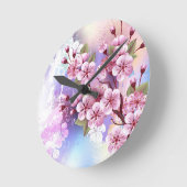 Roze Sakura op het schilderen Achtergrond Ronde Klok (Hoek)