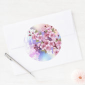 Roze Sakura op het schilderen Achtergrond Ronde Sticker (Envelop)