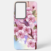 Roze Sakura op het schilderen Achtergrond Samsung Galaxy Hoesje (Achterkant)