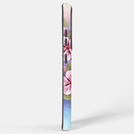 Roze Sakura op het schilderen Achtergrond Samsung Galaxy Hoesje (Rechterkant)