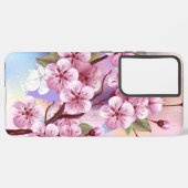 Roze Sakura op het schilderen Achtergrond Samsung Galaxy Hoesje (Achterkant horizontaal)