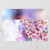 Roze Sakura op het schilderen Achtergrond Save The Date (Voorkant / Achterkant)