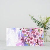 Roze Sakura op het schilderen Achtergrond Save The Date (Staand voorkant)