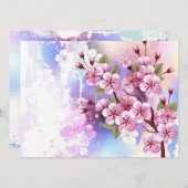 Roze Sakura op het schilderen Achtergrond Save The Date (Voorkant / Achterkant)