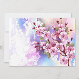 Roze Sakura op het schilderen Achtergrond Save The Date