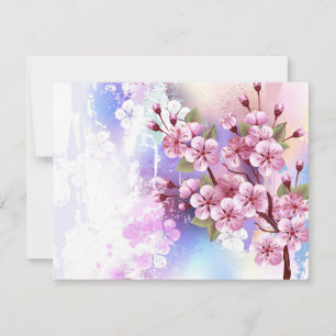 Roze Sakura op het schilderen Achtergrond Save The Date