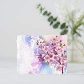 Roze Sakura op het schilderen Achtergrond Save The Date (Staand voorkant)