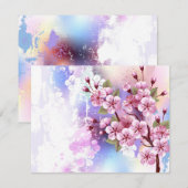 Roze Sakura op het schilderen Achtergrond Save The Date (Voorkant / Achterkant)