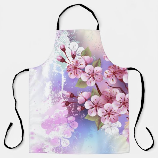 Roze Sakura op het schilderen Achtergrond Schort (Voorkant)