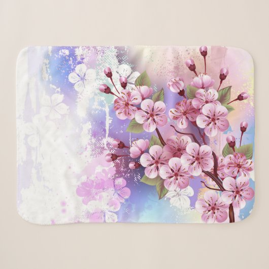 Roze Sakura op het schilderen Achtergrond Sherpa Deken (Voorkant (horizontaal))