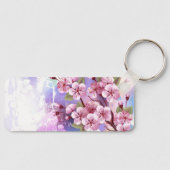 Roze Sakura op het schilderen Achtergrond Sleutelhanger (Voorkant)