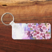 Roze Sakura op het schilderen Achtergrond Sleutelhanger (Achterkant)