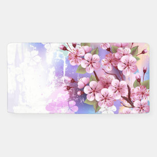 Roze Sakura op het schilderen Achtergrond Spandoek