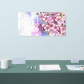 Roze Sakura op het schilderen Achtergrond Spandoek (Beurs)