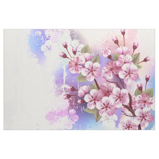Roze Sakura op het schilderen Achtergrond Stof (Yard (91,4 cm))
