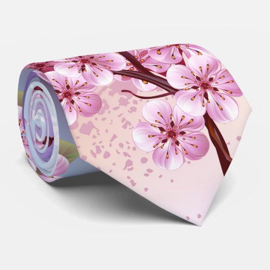 Roze Sakura op het schilderen Achtergrond Stropdas (Opgerold)