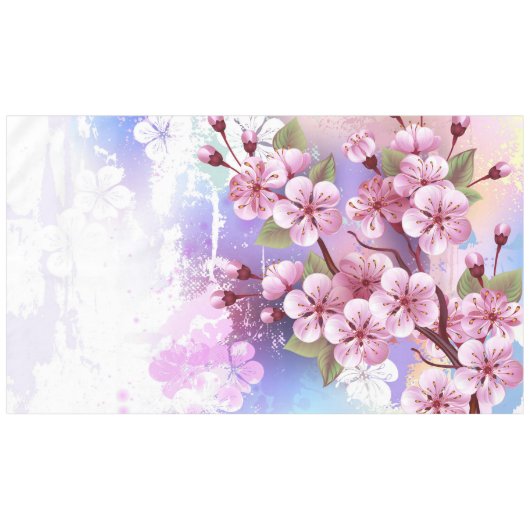 Roze Sakura op het schilderen Achtergrond Tafelkleed (Voorkant (Horizontaal))