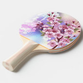 Roze Sakura op het schilderen Achtergrond Tafeltennisbatje (Voorkant Gekanteld)