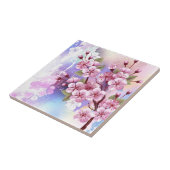 Roze Sakura op het schilderen Achtergrond Tegeltje (Zijkant)