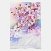 Roze Sakura op het schilderen Achtergrond Theedoek (Verticaal)
