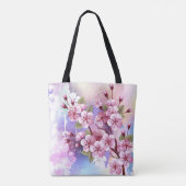 Roze Sakura op het schilderen Achtergrond Tote Bag (Achterkant)