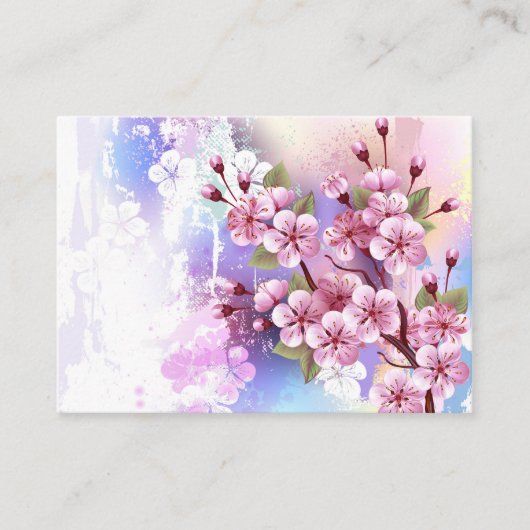 Roze Sakura op het schilderen Achtergrond Visitekaartje (Voorkant)