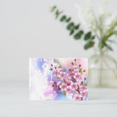 Roze Sakura op het schilderen Achtergrond Visitekaartje (Staand voorkant)