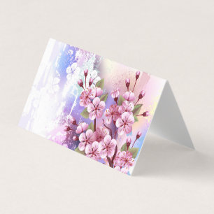 Roze Sakura op het schilderen Achtergrond Visitekaartje