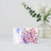 Roze Sakura op het schilderen Achtergrond Visitekaartje (Staand voorkant)